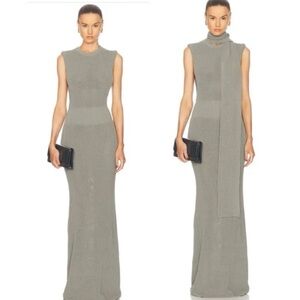 NWT Aya Muse Velor Knit Long Dress with Optional Scarf in Slate Green Size S
